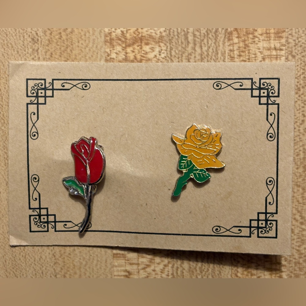 $15 each or 2/$30Yellow and Red Rose Enamel Pins